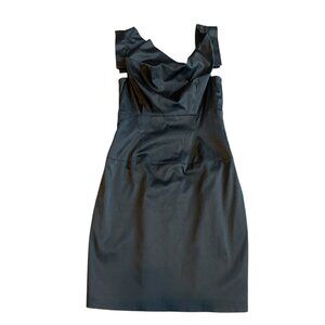 Black Halo Jackie O Black Satin Dress Cocktail Party Mini Length Size 2 Women's
